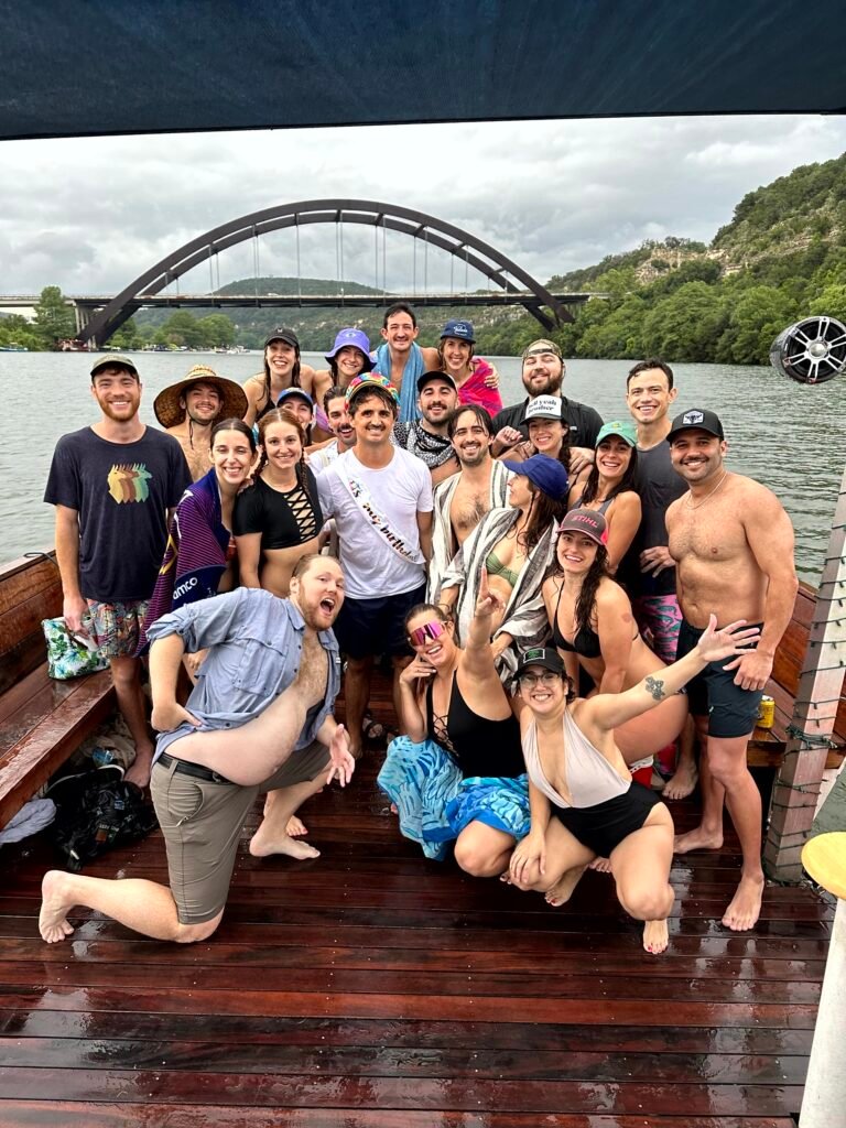 Group on a boat enjoying the views of Lake Travis